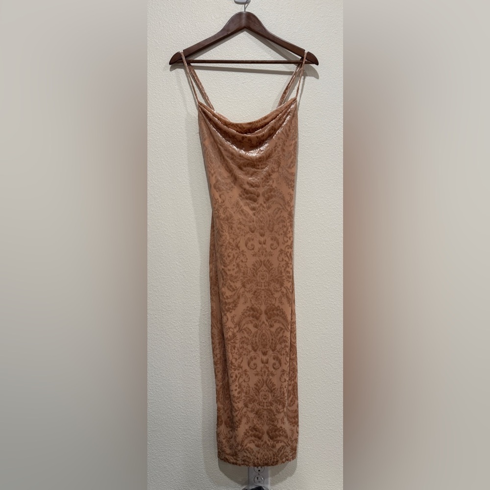 Bebe Luxe Champagne Velvet Dress